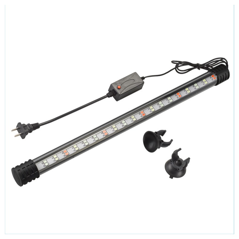 Double Row Tri-Color Aquarium Light High Brightness Submersible Lamp Waterproof Switchable Color Plant Growing Light
