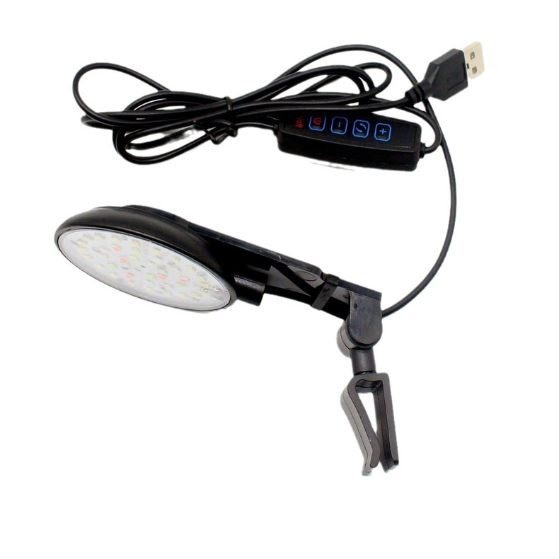 Round Fish Tank Clip Light Waterproof Small LED Lamp Aquarium Lighting Plant Landscape Colorful Light